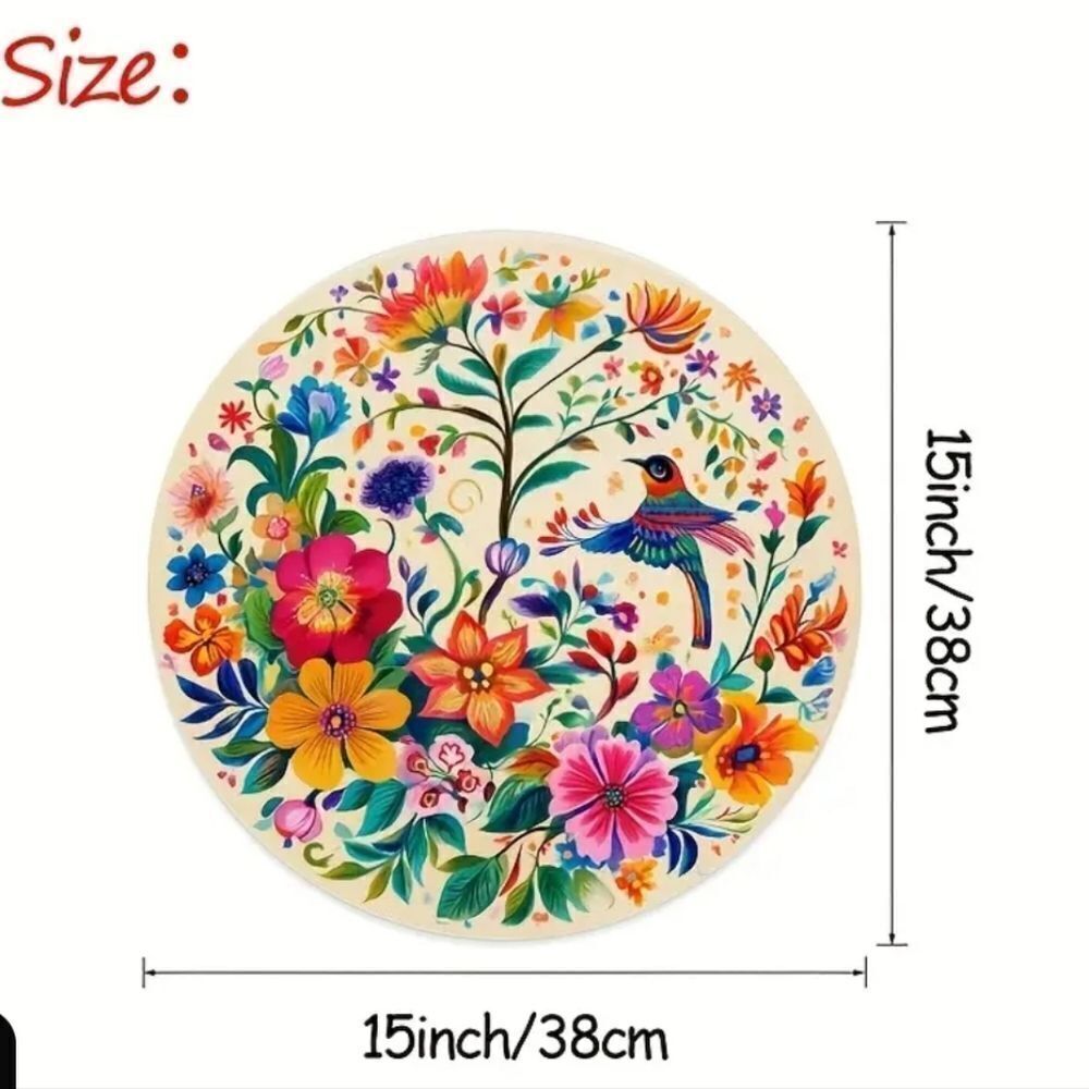 Floral LINEN PRINT Round Placemats 4PCS - Picture 5 of 5
